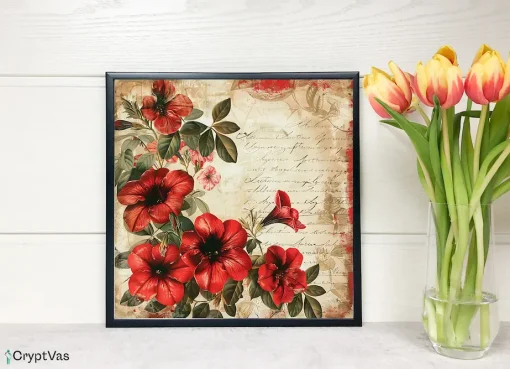 Vintage Petunia Flower Digital Paper Canvas Wall Art PTNFDP06VT