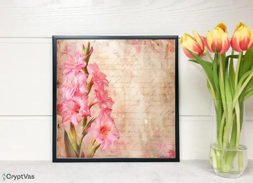 Vintage Gladiolus Flower Digital Paper Canvas Wall Art GDFDP07VT