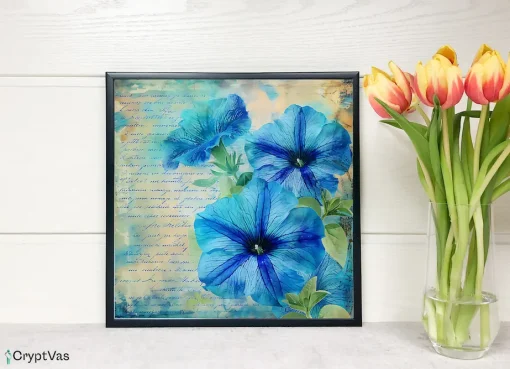 Vintage Petunia Flower Digital Paper Canvas Wall Art PTNFDP08VT